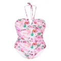 GANNI floral-print swimsuit - Pink