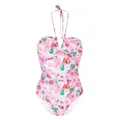 GANNI floral-print swimsuit - Pink