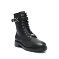 Calvin Klein logo-buckle combat boots - Black