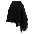 Yohji Yamamoto asymmetric tulle midi skirt - Black