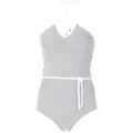 CHANEL Pre-Owned patterned halterneck swimsuit - White