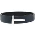 TOM FORD T logo-buckle leather belt - Blue
