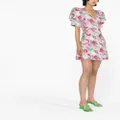GANNI floral-print short-sleeve dress - Pink