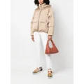 Tommy Hilfiger logo-embroidered hooded puffer jacket - Neutrals