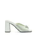 Prada crystal-studded high-heeled satin slides - Green