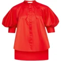Oscar de la Renta bow-detail short-sleeve blouse - Red