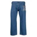 Moschino teddy bear-patch straight-leg jeans - Blue