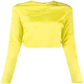 GANNI crew-neck long-sleeved blouse - Yellow