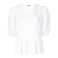 GANNI organic cotton wrap blouse - White