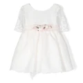 Mimilù corsage-detail short-sleeve dress - White