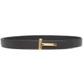 TOM FORD T-plaque leather belt - Brown