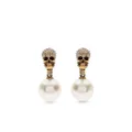 Alexander McQueen pavé skull earrings - Gold