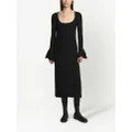 Proenza Schouler ribbed-knit flute-sleeved dress - Black