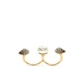 Alexander McQueen pearl skull double-ring - Gold