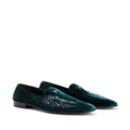Giuseppe Zanotti velvet-effect rhinestone loafers - Green
