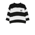 Nununu logo-patch long-sleeved sweater - Black