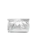 ISABEL MARANT ruched leather clutch bag - Silver