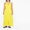 GANNI crossover-strap button-fastening dress - Yellow