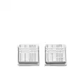 Burberry check-engraved square cufflinks - Silver