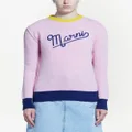 Marni embroidered-logo contrast-trim jumper - Pink