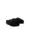 Jil Sander crossover-strap fur slides - Black