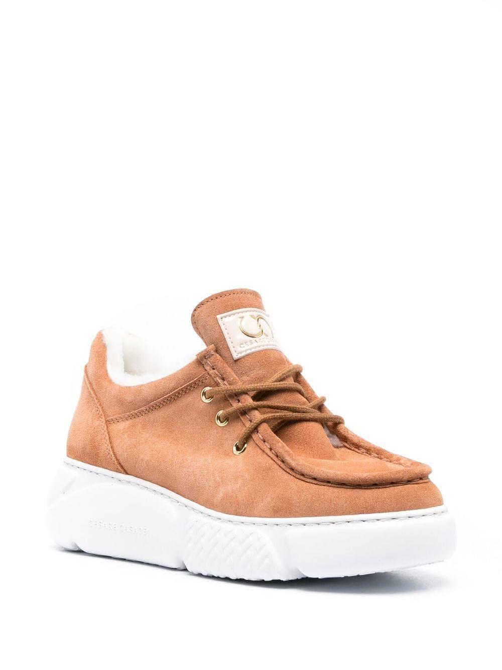 Casadei shearling-lined mid-top sneakers - Brown