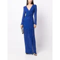 Jenny Packham Bobbie gathered sequin gown - Blue