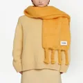 Jil Sander logo-patch detail knit scarf - Orange