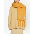 Jil Sander logo-patch detail knit scarf - Orange