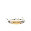Balenciaga engraved logo-plate rope bracelet - Neutrals
