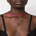 Versace Medusa pendant leather necklace - Pink