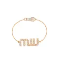 Miu Miu logo-plaque crystal-embellished bracelet - Gold