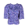 ISABEL MARANT speckle-print ruched blouse - Blue