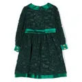Patachou lace long-sleeve midi dress - Green