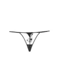 Fleur Du Mal Year of the Rabbit embroidered patch thong - Black