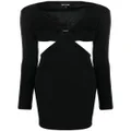 Just Cavalli cut-out long-sleeved mini dress - Black