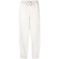 Brunello Cucinelli drawstring-waist cotton track pants - White