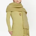 Jil Sander logo-patch detail knit scarf - Green