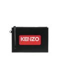 Kenzo logo leather clutch bag - Black