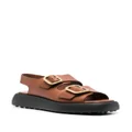 Tod's double-buckle leather sandals - Brown