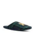 Tommy Hilfiger logo-embroidered tartan slippers - Green