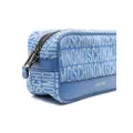 Moschino logo-jacquard denim makeup bag - Blue