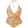 Clube Bossa floral-print halterneck swimsuit - Orange