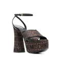 Moschino 145mm logo-print platform sandals - Brown