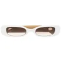 Linda Farrow eyelet-embellished oval-frame sunglasses - White