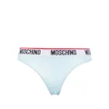 Moschino logo-waistband thong - Blue