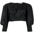 Veronica Beard balloon-sleeves cropped blouse - Black