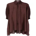 Brunello Cucinelli semi-sheer asymmetric hem blouse - Red