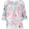 ETRO abstract-print boat neck blouse - Pink
