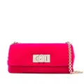 Furla velvet logo-buckle shoulder bag - Pink